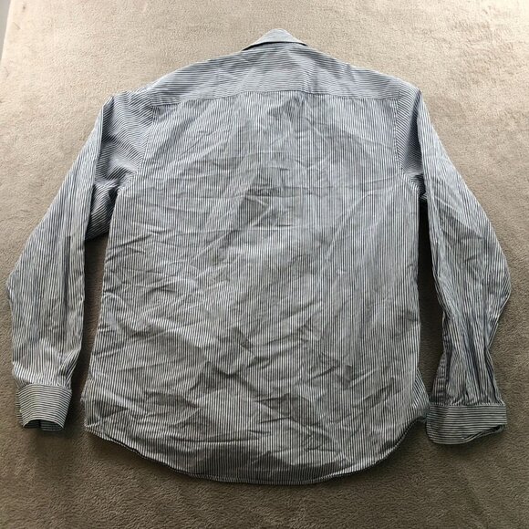 Lacoste Men's Shirt Size 42 FLAW Striped Long Sleeve Button Up Classic Blue - Picture 16 of 16